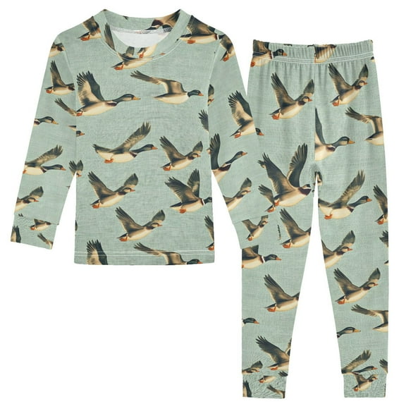 joogoo Ducks Flying 2 Piece Long Sleeve Tee and Pants Cotton Pajama Set 5Y