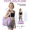 thumbnail image 5 of WANDF Yoga Mat Bag Tote Gym Bags with 1 Wet Pocket 2 Side Pocket, 5S Quick Access Storage Yoga Mat Bag Carrier for Women, Waterproof Yoga Shoulder Bag for Pilates Travel Office Beach Workout (Purple), 5 of 11