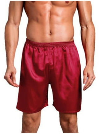 iiniim Men's Silky Satin Heart Printed Boxer Shorts Lingerie Underwear  Lounge Trunks