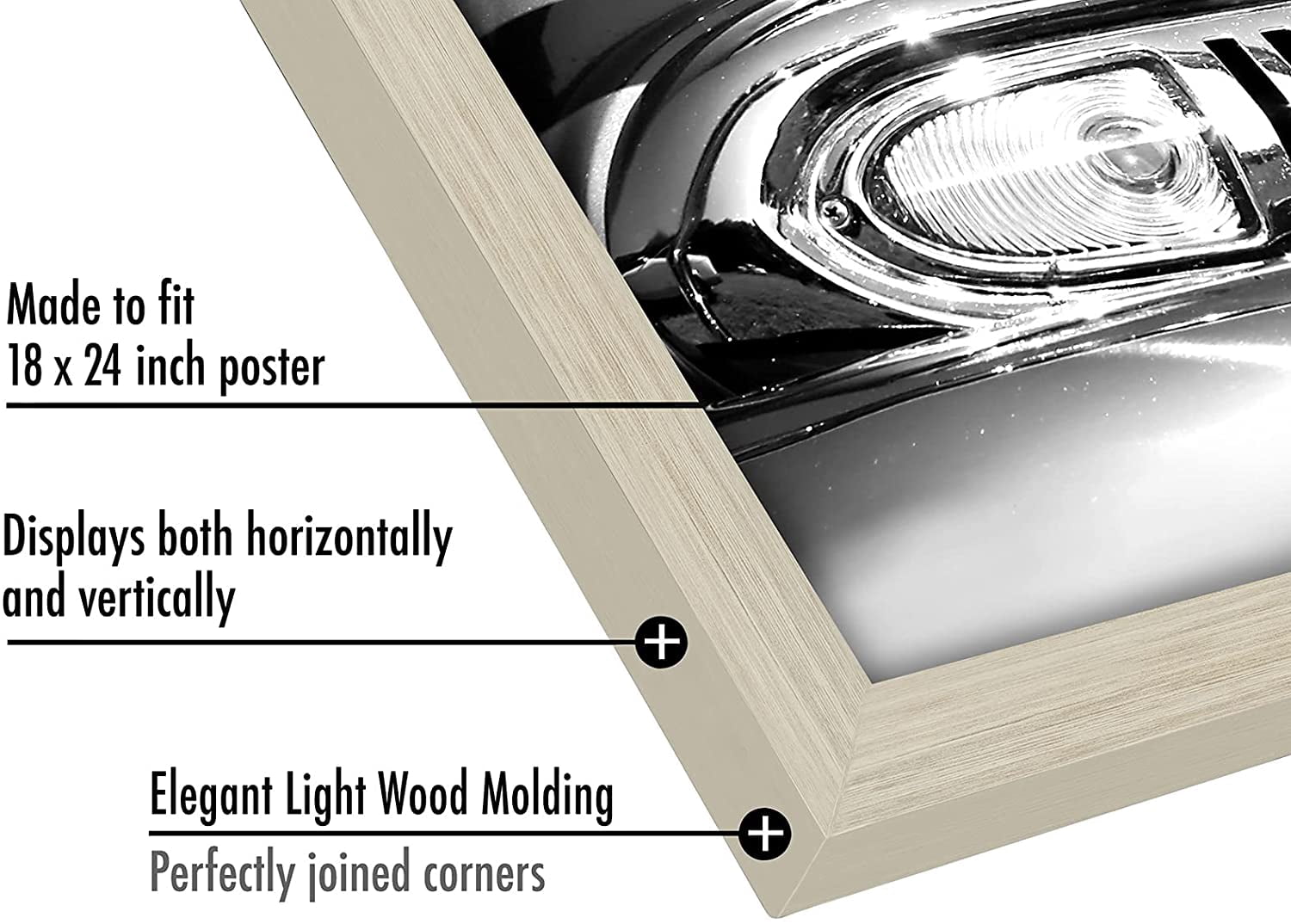 Americanflat 18x24 Poster Frame in Light Wood with Polished Plexiglass-Horizontal and Vertical Formats with Included Hanging Hardware