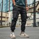thumbnail image 1 of Pantalones largos para hombre, informales, a la moda, transpirables, con cintura elástica y múltiples bolsillos, pantalones cargo con cierre de velcro, pantalones de rayón para hombre., 1 of 9