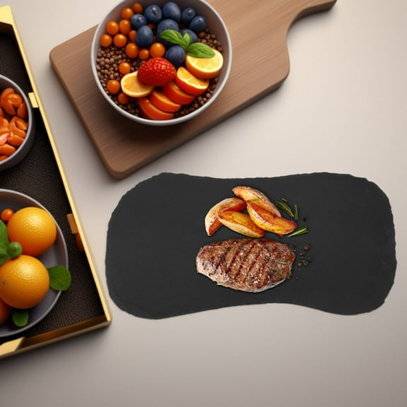 Worgeous Large Black Charcuterie Board 1 Set Stone Plates for Cheese Meat Appetizer Cake Fruit