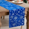 thumbnail image 2 of Winter Blue Silver Velvet Table Runner Snowflake Xmas Luxurious Seasonal Christmas Snow Table Decoration Coffee Table Decor for Home Kitchen Dining Party Holiday Indoor Outdoor 13x36 Inch, 2 of 6
