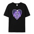 thumbnail image 5 of T Shirts for Women Short Sleeve Cotton Crewneck T-Shirt, Skull Purple Heart Trendy Tee Tops Casual Basic T-Shirts, XS-5XL Black 3XL, 5 of 7