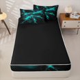 thumbnail image 4 of Homewish Green Neon Lightning Zipper Full Size Comforter Sets with Fitted Sheet and 2 Pillowcases,Modern Abstract Zipper Bedding Set,Black Reversible,4pcs, 4 of 8