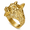 Gold, variant on Men's Wolf Head Ring, Stainless Steel Sculpted Statement Ring, Layered Metal Texture, US Sizes 7-13 for Biker, Rock and Casual Streetwear Style