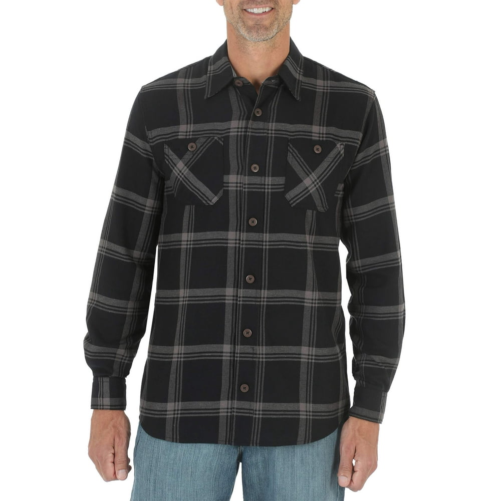 Wrangler - Men's Long Sleeve Classic Flannel Shirt - Walmart.com ...