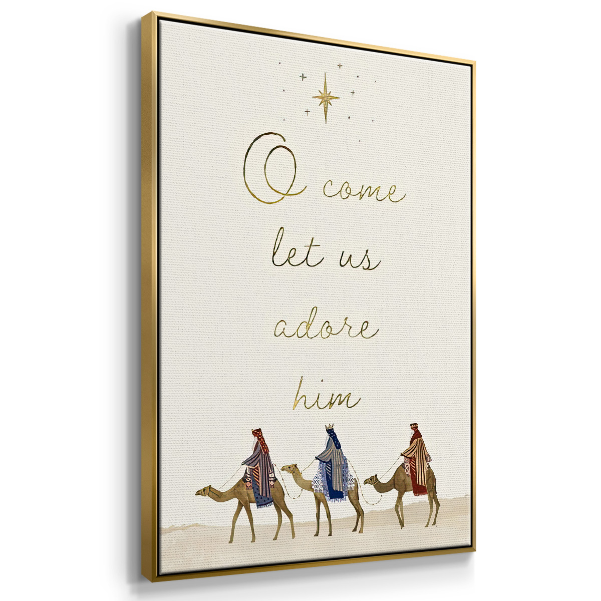Away in a Manger Collection B - Framed Gallery Wrapped Holiday Canvas - 25 x 37 - Gold Frame