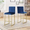thumbnail image 3 of Tabouret de Comptoir en Velours Rembourré 2 Pcs Bleu Marine, 3 of 7