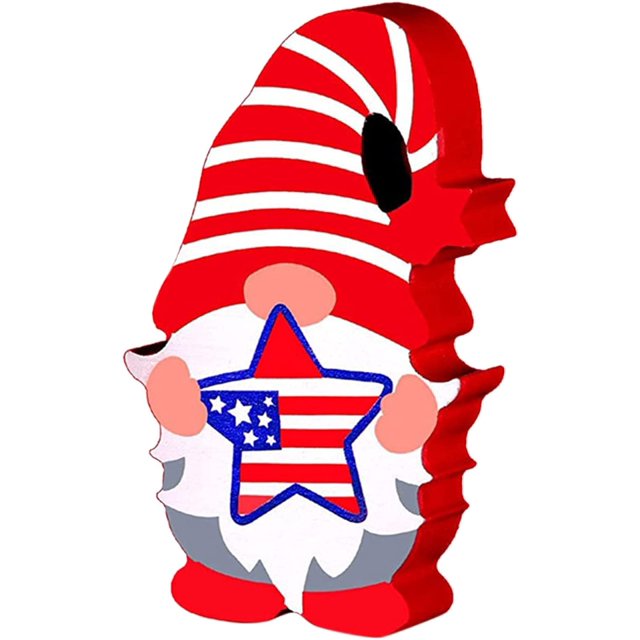 FYBTOFYBTO Wooden Gnome Independence Day Patriotic Table Ornament, Colorful Decorative Plaque Crafts 4th of July Letter Sign Blessed Table Centerpiece Living Room Decor Memorial Day DecorationFY-001