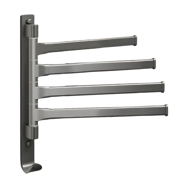 Aihimol Swivel Towel Rack,Towel Bar with Wall Mounted 180掳 Rotation,4 Arms Towel Hanger Stainless Steel,Space Saving for Kitchen,Bathroom,Outdoor,Gray