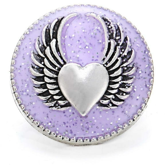Choose Color | Winged Heart Snap Jewelry Ginger Charm Button Fits Custom Necklaces, Bracelets