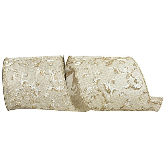 Reliant Ribbon - 94211W-750-10F, Ribbon, Natural, 4 Inch, 10 Yards