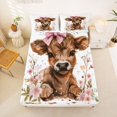 thumbnail image 5 of jejeloiu Highland Cow Floral Bow Queen Sheet Sets Kids,Farm Print Bed Set,4-Piece, 5 of 6