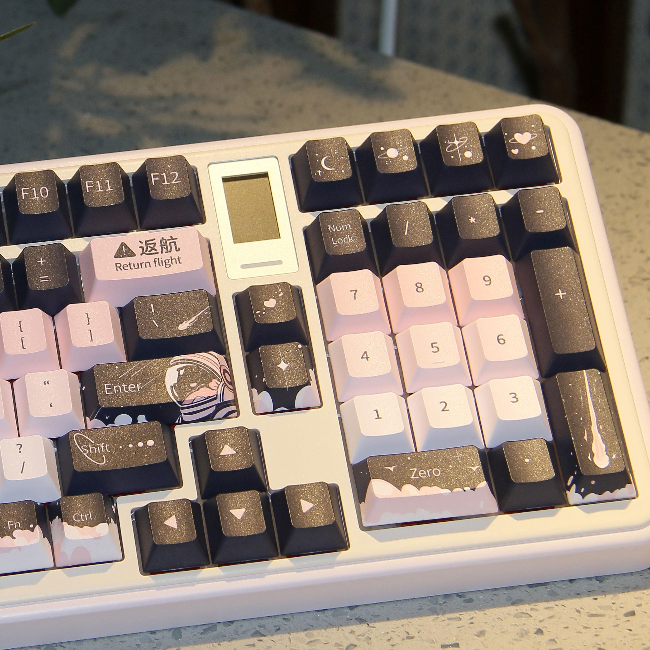 Planet Escape Keycap Pbt Full Five-Sided Thermal Sublimation 120 Key Moa Pink Black Keycap
