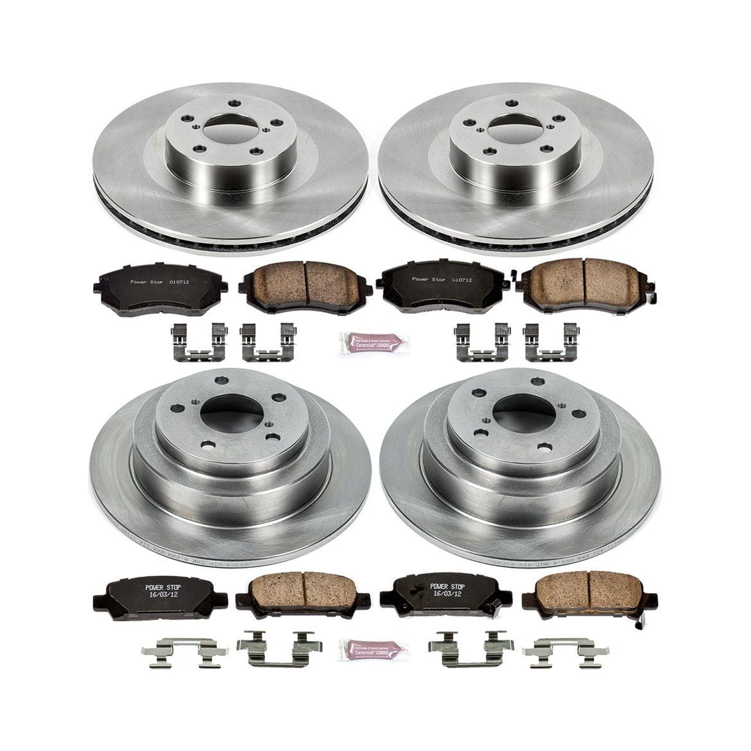 Power Stop Front and Rear Stock Replacement Brake Pad and Rotor Kit KOE2377