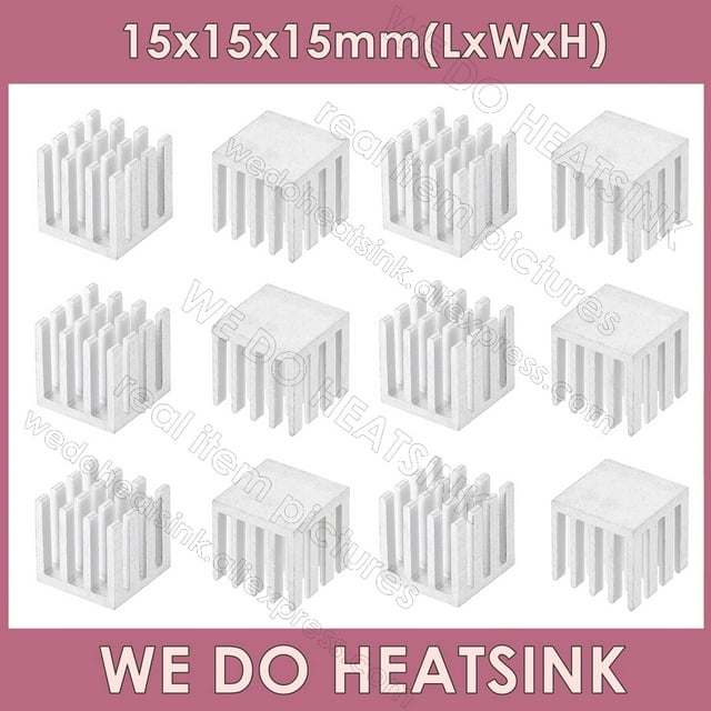 15x15x15mm Without or With Thermal Pad Small Cube Size Silver Slotted Aluminum Heatsink Cooler Radiator Silver Without Pad 20pcs