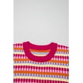 thumbnail image 6 of Women's Rose Red Abstract Striped Knit Sweater – Short Sleeve Round Neck Summer Top, XL, 6 of 10