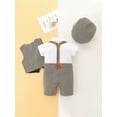 thumbnail image 4 of Infant Newborn Baby Boys Jumpsuit Set 3M 6M 9M 12M 18M 24M Gentleman Short Sleeve Romper + Gilet + Hat Summer Outfit, 4 of 10