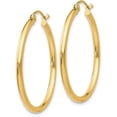 thumbnail image 2 of 10K Yellow Gold Polished 2mm Lightweight Tube Hoop Earrings - 30mm, 2 of 6