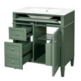 thumbnail image 7 of 30" Modern Solid Wood Bathroom Vanity with Ceramic Sink Combo, 2 Soft-Close Drawers & Tip-Out Tray, Freestanding Space-Saving Storage Cabinet, Waterproof Design, Green Finish, 7 of 7