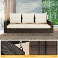 thumbnail image 4 of Dextrus 3-Seats Wicker Hanging Porch Swing Chair Outdoor Gray Rattan Patio Swing Lounge 3 Back Cushions Capacity for Garden, Balcony, Living Room, 4 of 6