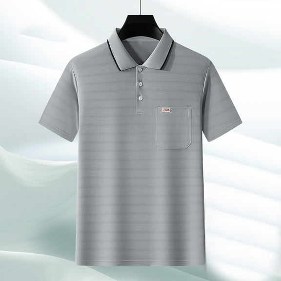 3XLT Men's Polo Shirts With Collar Big And Tall Under $20 Fashion Comfy Solid Short Sleeve Turndown Collar Regular Casual Shirt