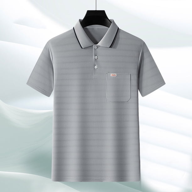 pstuiky camisetas para hombre, Camisa informal de manga corta con cuello vuelto, cómoda y lisa, para hombre ropa de hombre xxxl