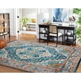 thumbnail image 3 of SAFAVIEH Phoenix Christopher Floral Area Rug, Ivory/Blue, 5' x 5' Square, 3 of 6