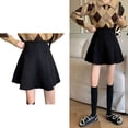 thumbnail image 3 of Falda acampanada para mujer, cintura alta, pana de Color puro, ropa suave, diseño adelgazante, Falda corta para uso diario, 3 of 8