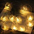 thumbnail image 3 of 20 LEDs 9.84ft Cadena de luces en forma de corazón Luces de hadas con pilas Luces de cadena blancas cálidas, 3 of 8