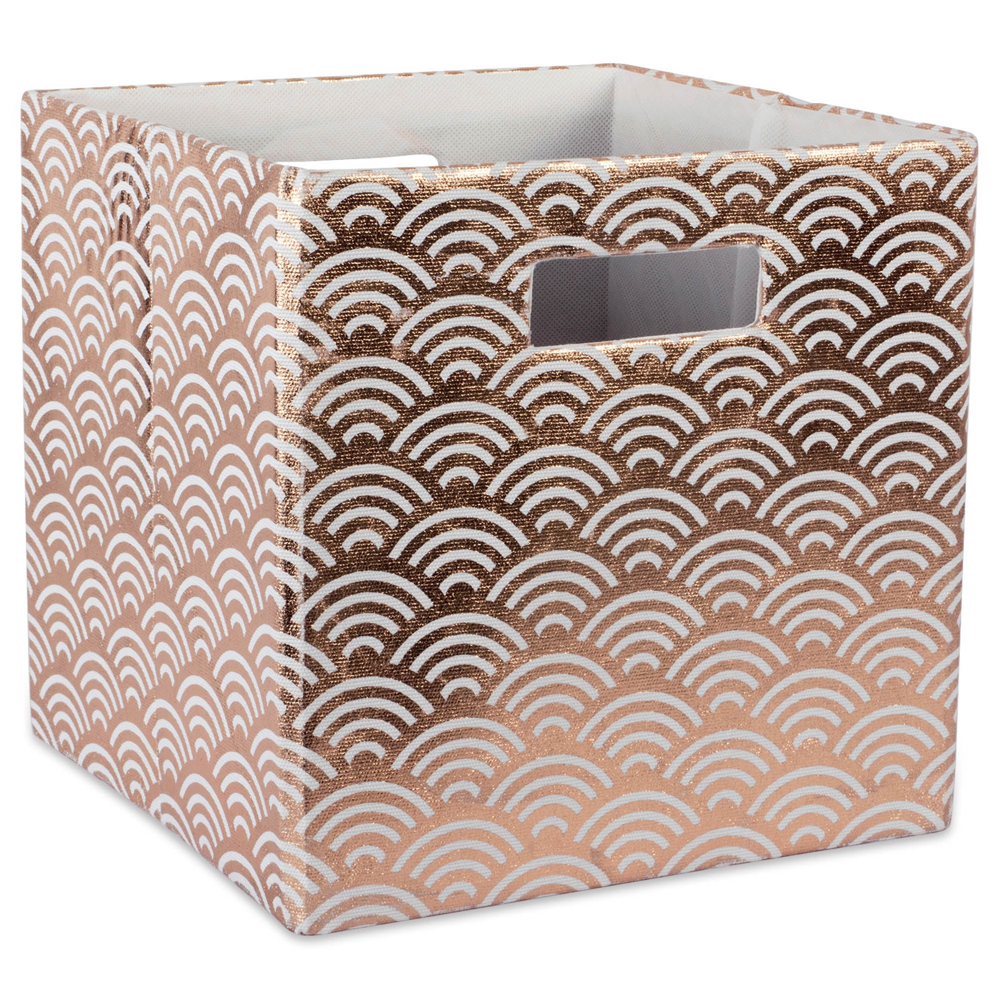 13" Gold and White Square Polyester Storage Bin - Walmart.com - Walmart.com