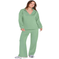 thumbnail image 2 of LYMAYTER S-2XL Women ‌Long Sleeve Sets V-Neck Sweatshirt Wide-Leg Joggers Sets Casual Cozy Outfit, 2 of 9