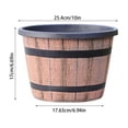 thumbnail image 3 of 10 Inch Plant Pots,Whiskey Barrel Planters with Drainage Holes & Saucer, Plastic Decoration Flower Pots Imitation Wine Barrel Design, for Indoor & Outdoor Garden Home Plants, 3 of 8