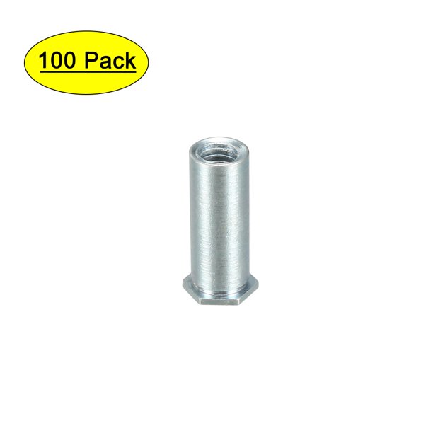M3 Hex Head Carbon Steel Blind Hole Self Clinching Standoff Nuts 100