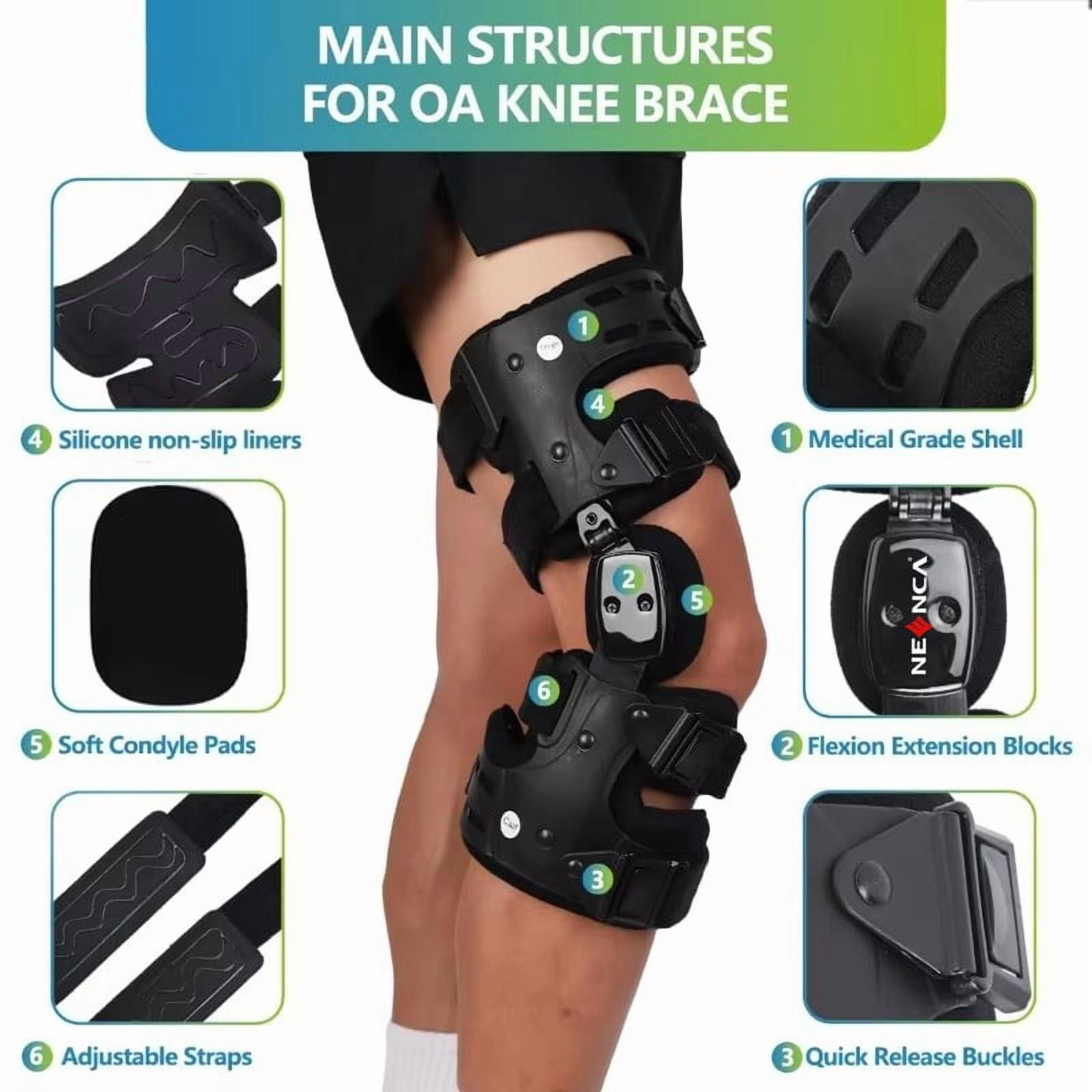NEENCA Unloader Knee Brace - Lightweight, Low Profile OA Knee Brace for Arthritis Pain and Support - Premium Knee Support for Medial and Lateral Knee Pain (Left)
