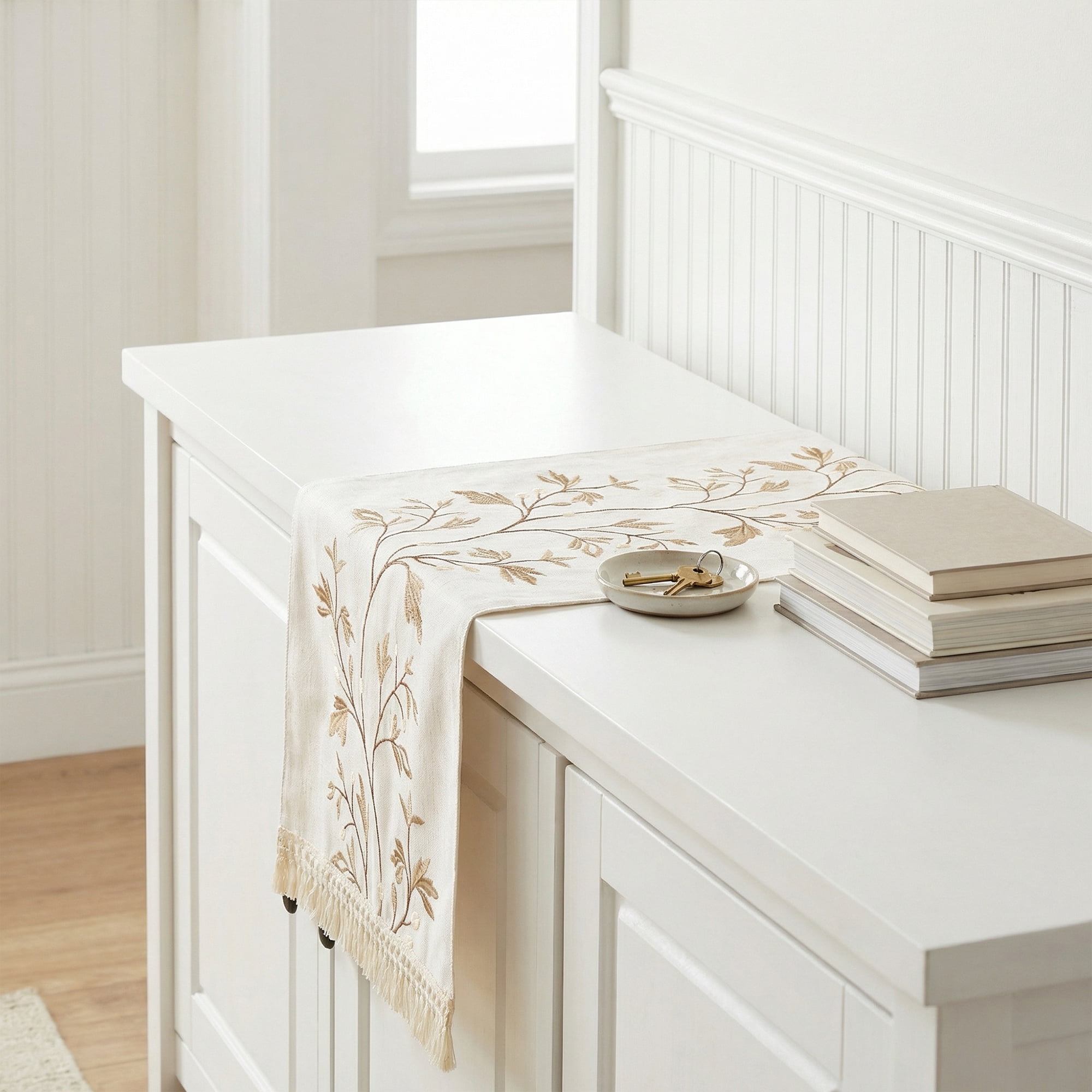 Unique Bargains Long Washable Floral Table Runner for Dining Decor Coffee 15.4"x106.3"