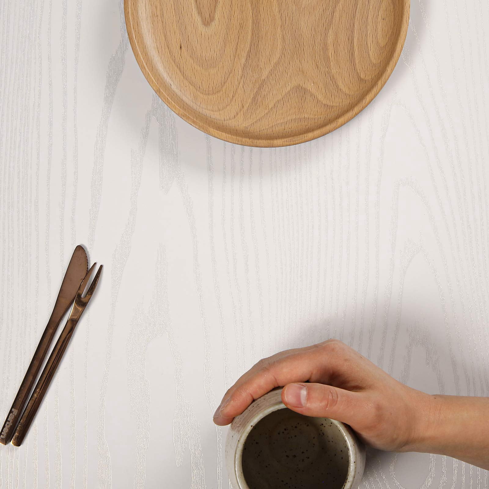 White Wood Grain Contact Paper 24 X 196 In  Self-adhesive Wallpaper Peel And Stick Removable Decorative Wall Covering Vinyl Film For Shelf Liner Furniture Kitchen Cabinet Countertop Drawer