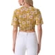 thumbnail image 3 of INSPIRAR CHIC Blusas Cortas de Manga Corta con Cuello en V de Verano con Estampado Floral S Amarillo, 3 of 6