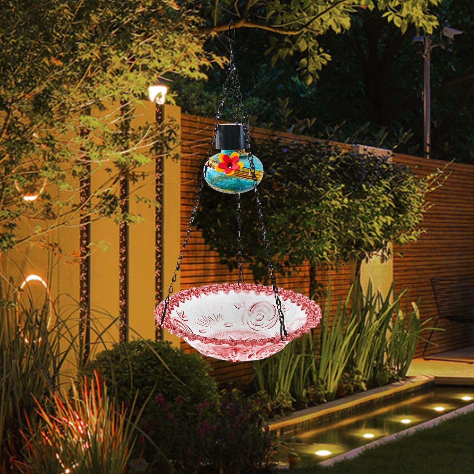 Hanging Bird Feeder,Versatile Bird Bath Tray for Outdoor,Beautiful Birds Attract and Feeding Device,Suitable for Garden and Courtyard