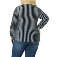 thumbnail image 4 of Unique Bargains Women's Plus Stripe Round Neck Elastic Cuff Long Sleeve Tops 4X Navy Blue, 4 of 6