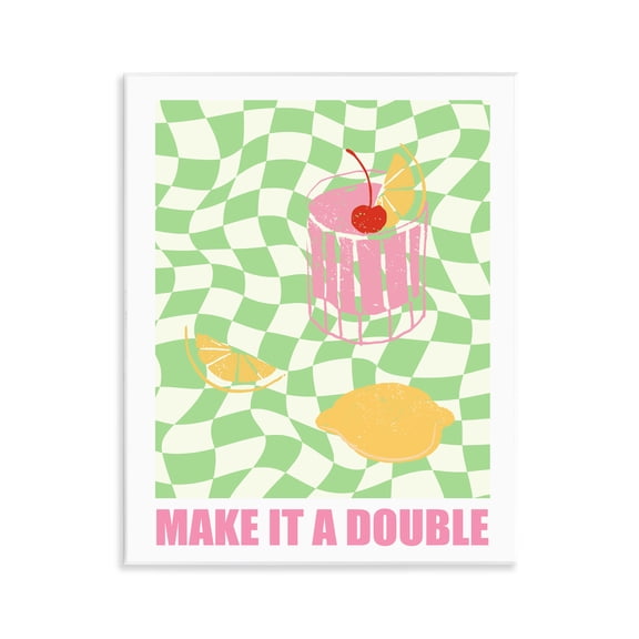Stupell Industries Checkered Make It A Double Food & Beverage Painting Unframed Art Print Wall Art, 11 x 14