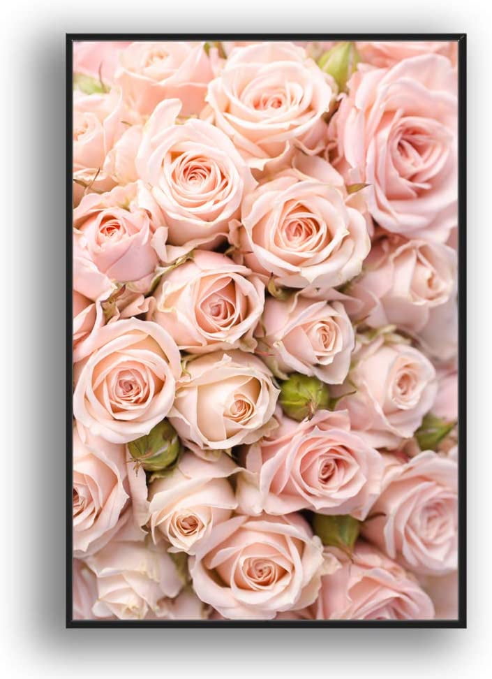 Wall26 Framed Modern Flower Canvas Wall Art Pink Rose Prints, 24"x36
