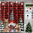 thumbnail image 3 of Christmas Gnome Shower Curtain, 36" x 72", Squirrel Cat Xmas Tree Snowflake Red Plaid Waterproof Bathroom Curtain Washable Shower Curtain Set with 12 Hooks, 3 of 6