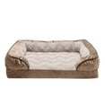 thumbnail image 2 of FurHaven Pet Products Velvet Waves Perfect Comfort Cooling Gel Top Sofa-Style Pet Bed for Dogs & Cats - Brownstone, Medium, 2 of 12