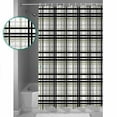 thumbnail image 4 of Abstract Stripes Shower Curtain, 72" x 72", Sage Green Black Grey Plaid Waterproof Bathroom Curtain Washable Shower Curtain Set with 12 Hooks, 4 of 6