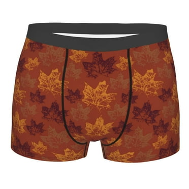 Salouo fall Maple Print Men's Boxer Briefs,Breathable Underwear Elastic Waistband Briefs for Men -X-Large