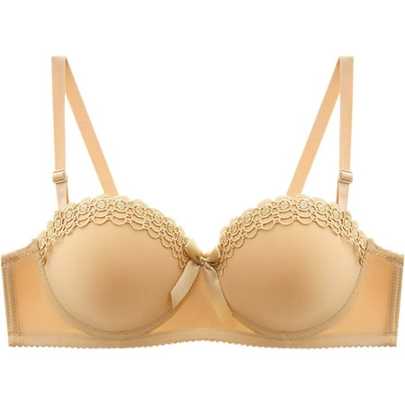 SMihono Women s Strapless Underwire Bra Push Up Comfort Multiway Bras with Straps Invisible Smooth T-Shirt Brasserie Beige 38