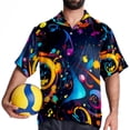 thumbnail image 4 of Note Men's Hawaiian Poplin Casual Printed Button Down Short Summer Beach Shirts, Unisex, 4 of 6