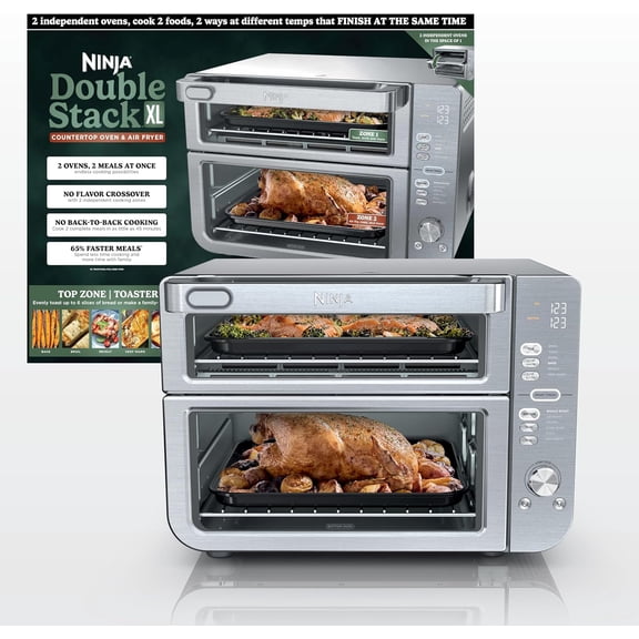 Restored Ninja Double Stack XL 6-Slice XL Family-Sized Capacity Stainless Steel Countertop Oven Air Fryer (Refurbished)